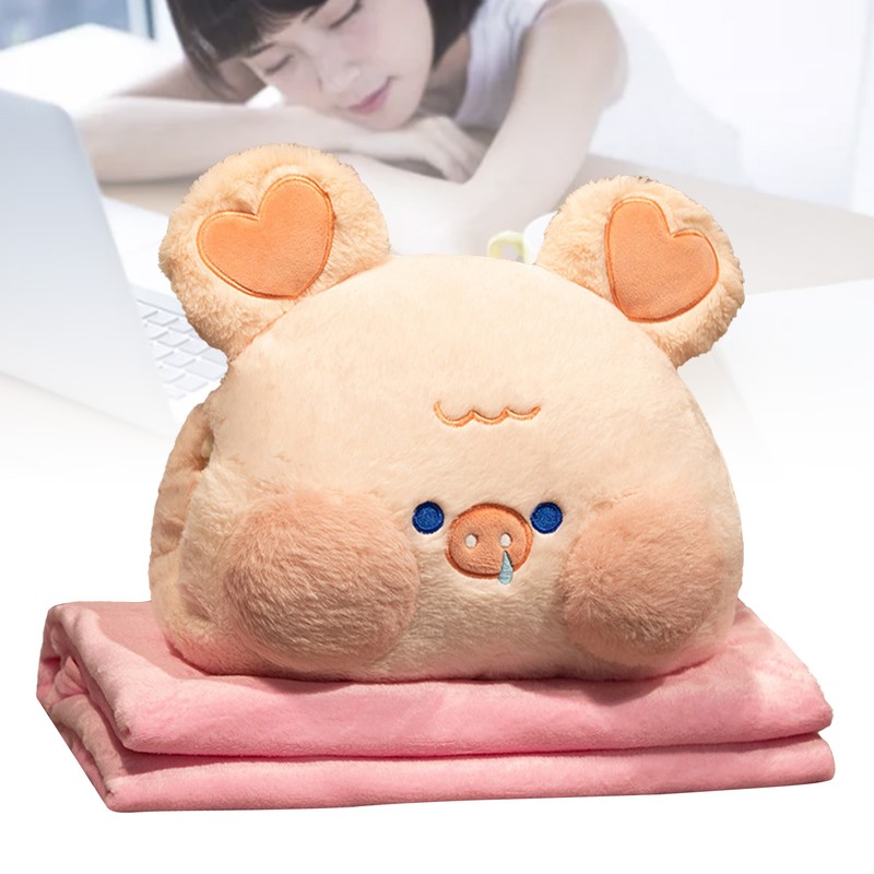 Stuffed Animals Travel Blanket Pillow Set Soft Plush Hugging Pillow