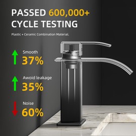 Ryuwanku Bathroom Faucet Matte Black Modern Waterfall Bathroom Sink Faucet with Single Handle Suitable for 1 or 3 Holes,Supply Deck Plate and Hose