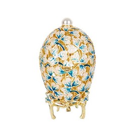 QIFU Vintage Hand Painted Easter Egg Style Hinged Enamel Trinket Box, Unique Gift for Family