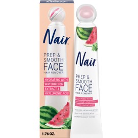 NAIR Prep & Smooth Face Exfoliating Depilatory Cream for Women - Effective Hair Removal for Smooth Skin with Hyaluronic Acid, 1.76 oz