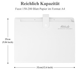 Document Folder A4, Folder A4 with 12 Compartments, Expanding Folder A4 with Labels, Portable Organiser Folder System, Document Folder for Home, Office, School and Travel (White)