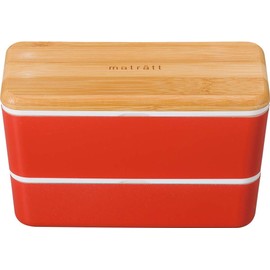 Masakazu Antibacterial Bento Box Matratt Men's Nest Lunch Box 3.3 x 7.1 x 4.3 inches (8.4 x 18 x 11 cm), Red