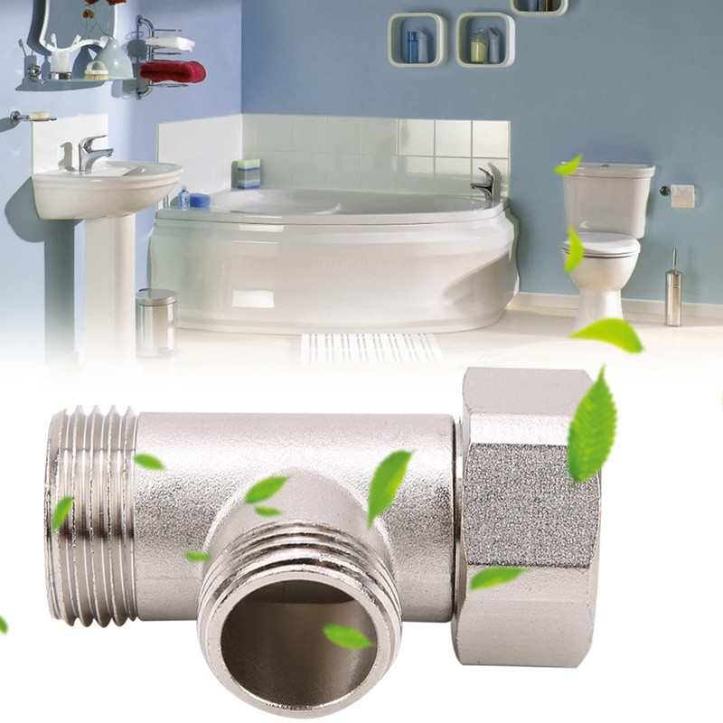 Moofey Bidet T Adapter, 7/8 Brass Toilet Hose Connector, Shower