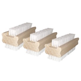 Set of 3 Nail Brushes with White Bristles, Wooden Hand Wash Brush, Brush for Hand, Nails, Fingers - Nail Brushes Made in Germany