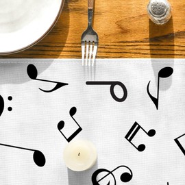 Musical Notes Table Runner Music Event Birthday Party Decor Black and White Musical Notes Farmhouse Weed Decorations for Home Party