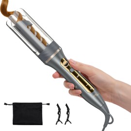 Zavarea Automatic Curling Iron, 1 Inch Hair Curler with 5 Temperatures, 3-Ways Rotation & 3-Styling Modes, Anti-Scald & Tangle-Free Self Rotating Curling Wand, Makes Hair Smoother & Shiner (Gray)