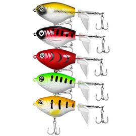 Pvnoocy Topwater Fishing Lures, 15g Top Water Bass Fishing Lures, Fishing Lures Bass Lures with Storage Box, Fishing Lures for Bass Catfish Pike Perch with Rotating Tail Freshwater or Saltwater