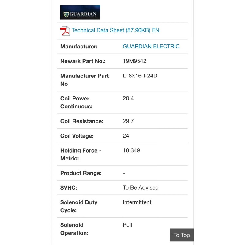GUARDIAN ELECTRIC LT 8X16-I-24 VDC Solenoid,Tubul