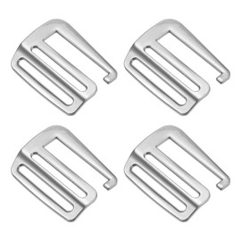 sourcing map 4 x Metal Webbing Strap 1.5 Inch 38 mm G-Hook Sliding Buckle for Backpack Silver Tone, silver