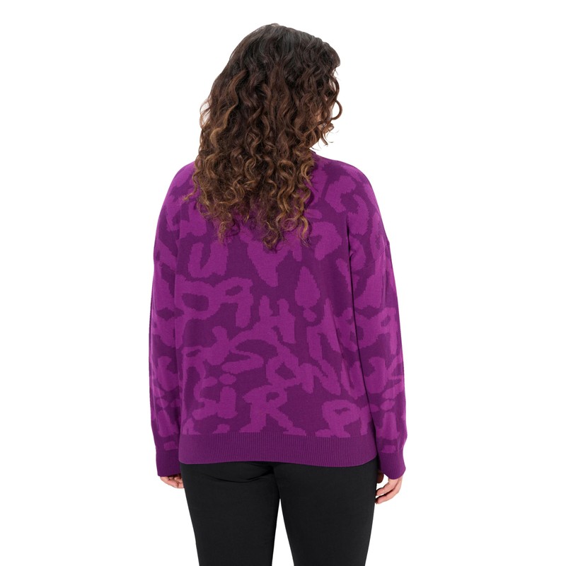 Ulla Popken Women's Letter Inlay Jumper, Purple