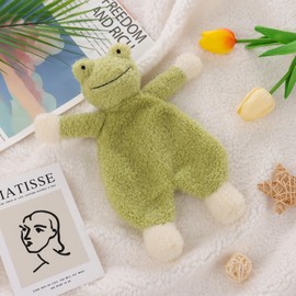 Apricot Lamb Frog Blanket Cute Comforter Soft Loveys for Baby Boy and Girl, Security Blanket for Babies, Infant and Toddlers, Green 9.9 Inches