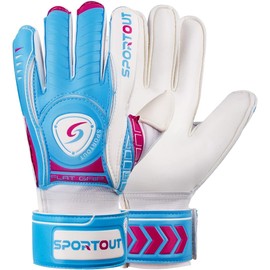 Sportout Goalkeeper Gloves with Fingersave, Football Gloves, Goalkeeper Gloves Men, 4 mm Latex, for Children, Adults and Teenagers