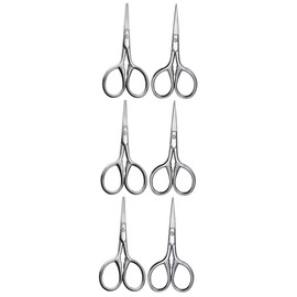 Baluue 6pcs Eyebrow Scissors Small Precision Grooming Scissors for Women Stainless Steel Hair Trimming Tools Pointed Rounded Tips for Eyebrows Nose Beard Care