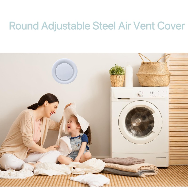 6 Inch Round Air Vent Cover, Steel Adjustable Grille for