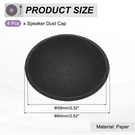 sourcing map 4Pcs Speaker Dust Cap 64mm/2.52" Outer Diameter Dome Paper Cap Subwoofer Coil Cover Caps for Speaker Decoration Accessory Repair