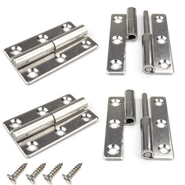 2.5 Inch Lift Off Door Hinges 4 Pack, Heavy Duty 304 Stainless Steel Non Mortise Adjustable Hinges, Rustproof for Interior & External Doors (Weather Resistant), Right Handed