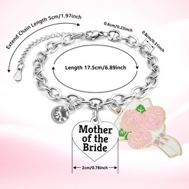 Gfhzdmf Mother of the Bride Gifts Stainless Steel Bracelet Bride To Be Gift Mom Gifts for Mother in Law at Wedding Bridal Shower Keepsake Engagement Appreciation Gift from Groom Silver Chain Bracelet