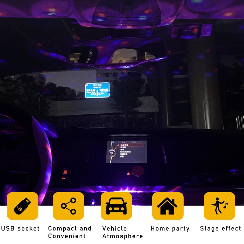 Dickno USB Star Night Light Projector, Portable Car Roof Sound
