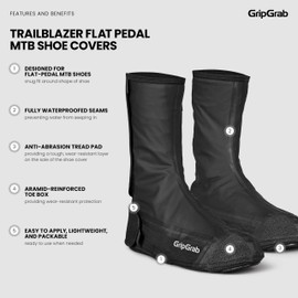 GripGrab TrailBlazer Flat Pedal Shoe Covers MTB Flat Pedal Overshoes Cycling Waterproof Mountain Biking Gaiters Offroad