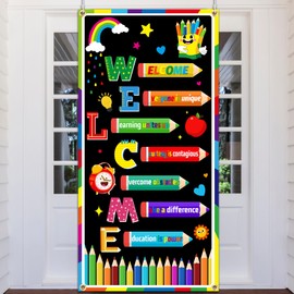 Welcome Back to School Door Cover, Welcome Classroom Door Banner When You Enter This Classroom First Day of School Door Cover, Back to School Party Supplies Banner for Door Wall Blackboard