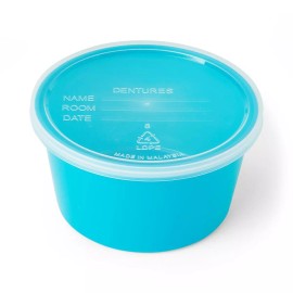 Medline Denture Container with Lid, Aqua, Each