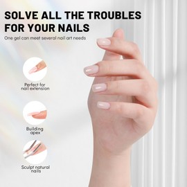 Aokitec Builder Nail Gel, 15ml Clear Gel Builder for Nails 7-in-1 Nail Extension Gel in Bottle Hard Gel for Nail Strengthen & Repair Adheasive Rhinestones Nail Art Design for Nail Salon Home DIY Gift