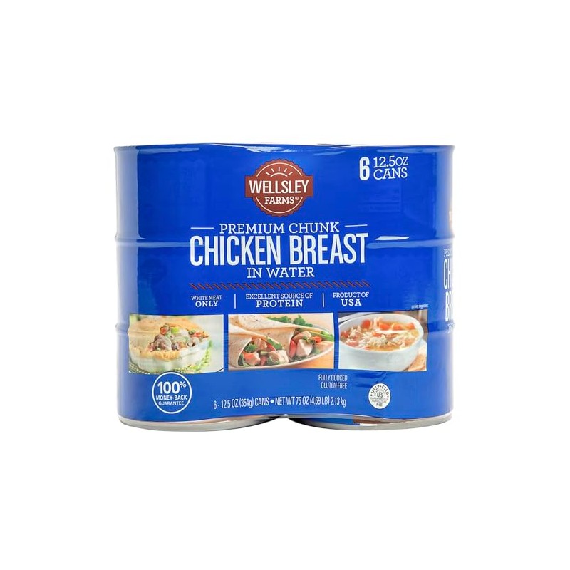 Welsley Farms Premium Chunk Chicken Breast in Water, 6 ct./12.5