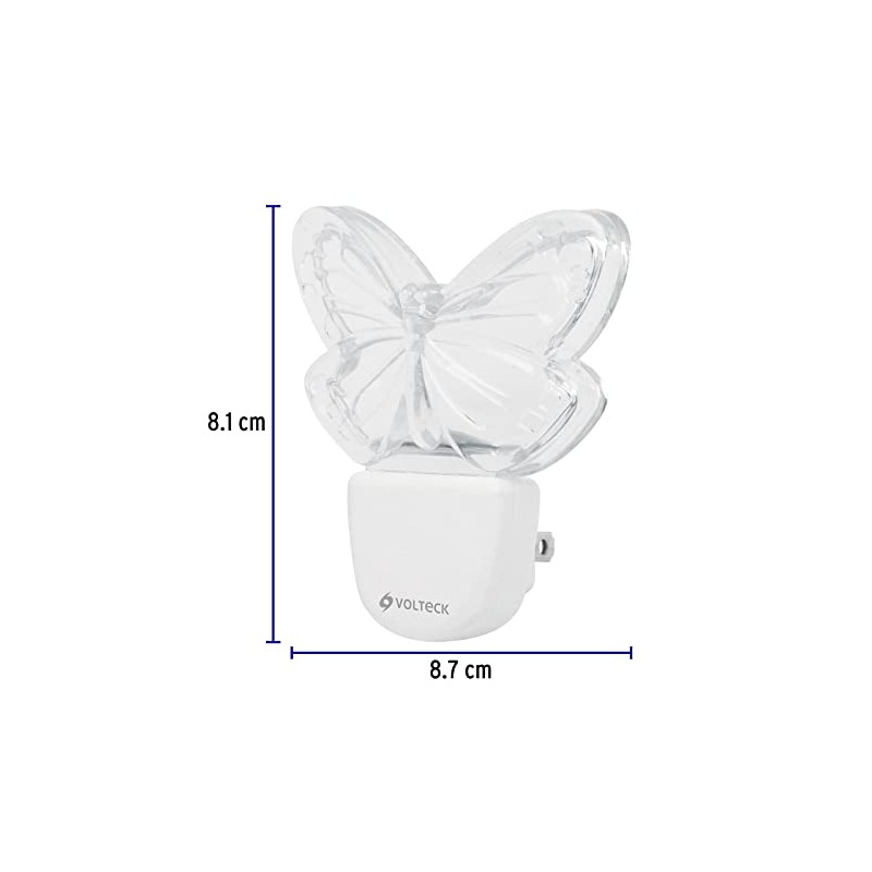 Volteck LUZ-09, Luz de noche LED mariposa, policarbonato y poliestireno,