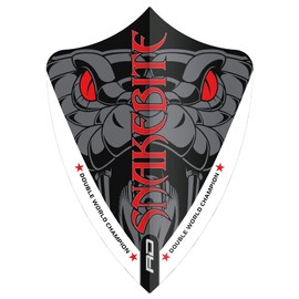 RED DRAGON Peter Wright Snakebite Hardcore Ionic Grey Snake Freestyle Dart Flights - 3 Sets per Pack (9 Dart Flights in Total)