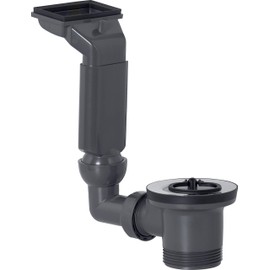 Cornat Recyclate Drain and Overflow Fitting for Built-in Sinks with Draining Board 1 1/2 Inch External Thread Made from Recycled Plastics Made in Germany Quality Sink Drain T353504R Grey