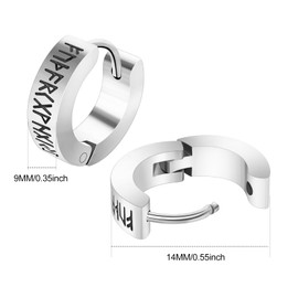 Hinvan Viking Earrings for Men, Silver Hoop Earrings for Women, Black Men's Earrings, Viking Earrings for Women gold, 5 Pairs Stainless Steel Vintage Huggie Hoop Earrings Set Hypoallergenic 14MM