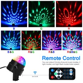 Party Disco Ball Dj Dance Lights Disco Strobe Rave Sound Activated Projector Effect Stage Light Remote Control for Birthday Xmas Wedding Bar Kids Christmas Glow Party