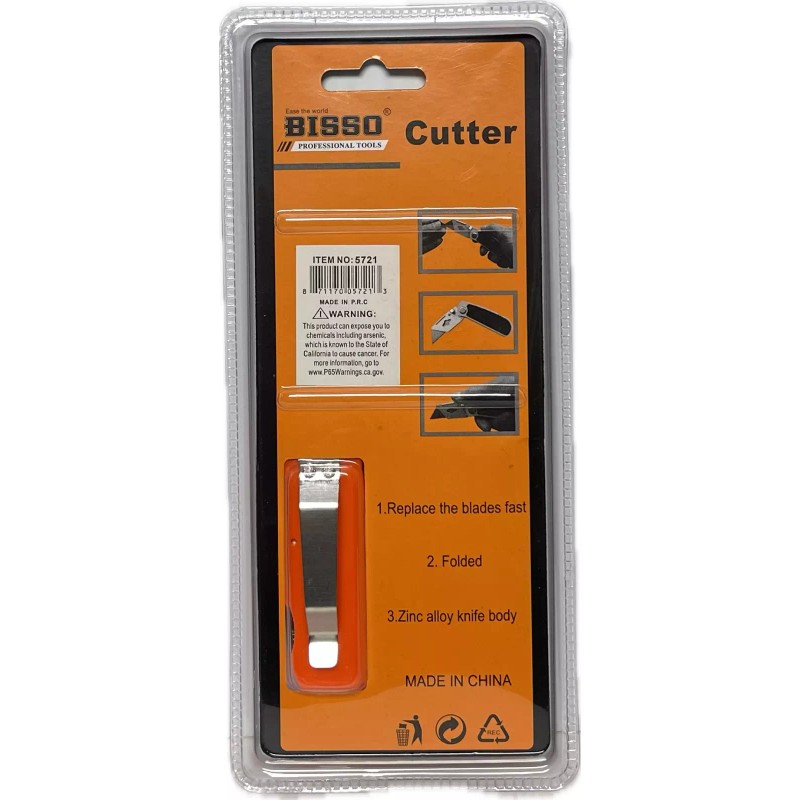 BISSO Folding Utility Knife W/ 5 Blades Heavy Duty Box