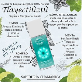 Esencia de Limpia Energética, Limpia Espiritual,Limpia Ancestral Tlayectiliztli para la Claridad Mental 100% Natural y, hecha a base de hierbas.