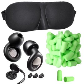 NAKOSITE Ohrstöpsel zum schlafen 45 dB, 4 Größen + Schlafmaske Frauen, Herren oder Kinder + 5 Paar wiederverwendbares Schaumstoffstöpsel –für konzert, schnarchen, flugzeug, motorrad