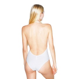 American Apparel Women's Cotton Spandex Halter Bodysuit, White, Medium