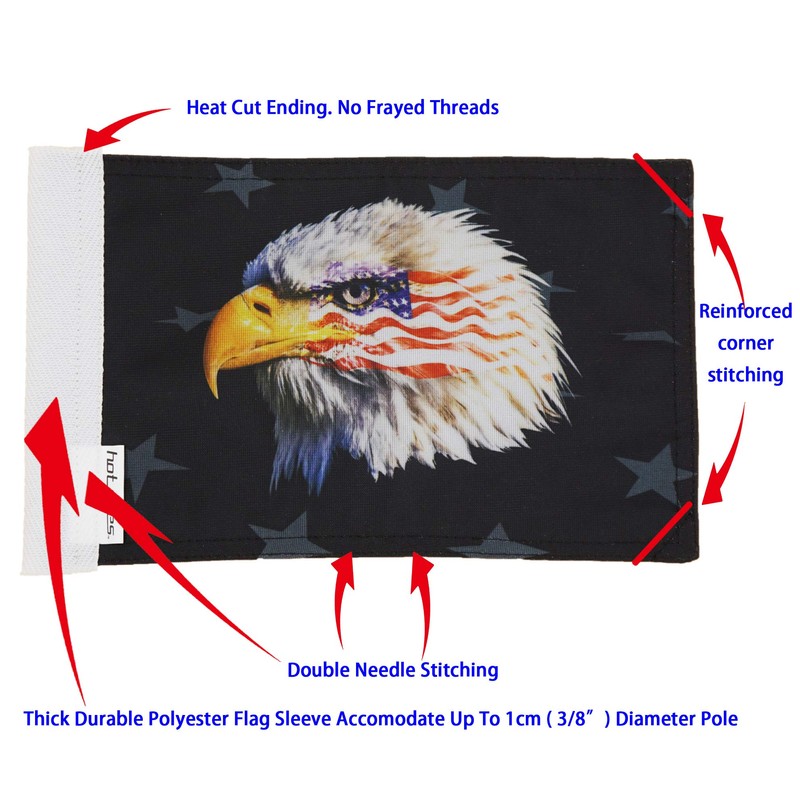 Hot Rides Durable Motorcycle Flag Bald Eagle 6 x 9