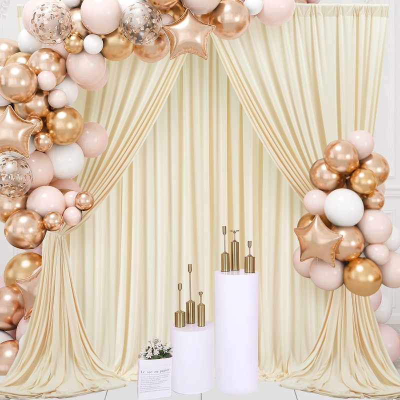 30ftx10ft Champagne Backdrop Drapes for Party, Not See-Through 6 Panels