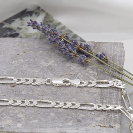 Tuscany Silver Unisex Sterling Silver 6.8 mm Diamond Cut Figaro Chain Necklace of Length 51 cm/20 Inch