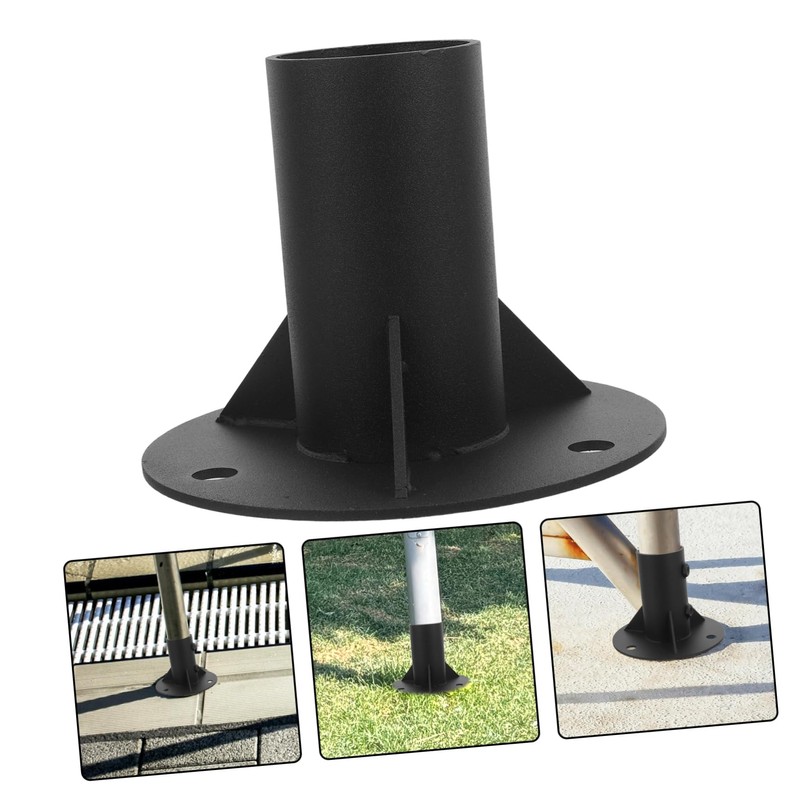 Operitacx Heavy-duty Black Fence Flange Metal Post 52mm Base Inner