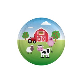 PD-Party 7130009 Happy Party Plates | Special Theme | Table Decoration - Farm, Pack of 8, Multicoloured, 22.6 cm Length x 22.6 cm Width x 1.6 cm Height