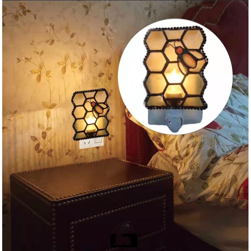 HUIMEIJU Tiffany Glass Night Light for Bedroom, Study, Aisle
