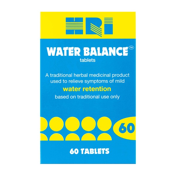 HRI Water Balance 60 Tablets - to Relieve Symptoms of Mild Water Retention. with Dandelion Root, Uva Ursi and Buchu Leaf Extract. 1 Pack
