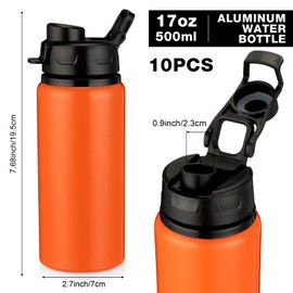 Shellwei 10 Pcs Aluminum Water Bottle 17 oz Reusable Bottles with Snap Lids Metal Water Bottle Lightweight Portable Sports Water Bottle Leak Proof Travel Water Bottle for Gym Camping (Multicolored)