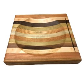 Generic Quality Custom USA Wood Ulu Mezzaluna Knife Cutting Chopping Bowl Board 9.5"" x 10"" Large Size 8"" Bowl Top Slot for Knife, akconnect1