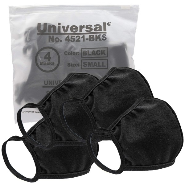 Universal 4521 Cloth Face Masks - 100% Cotton, Two Layer Mask for Teens & Adults (Medium (Pack of 100), Black)
