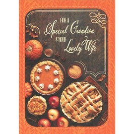 Designer Greetings Apple and Pumpkin Pies and Ingredients Photo from Above Thanksgiving Card for Grandson and Wife
