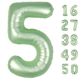 40 Inch Olive Green Balloon Number 5 Balloon Jumbo Mylar Foil Helium Balloon for 15 25 35 50 Big Giant Jumbo Huge Foil Mylar Balloons 55th 65th Birthday Balloons Men Women Party Decorations