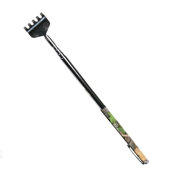 Rivers Edge Products Retractable Back Scratcher, 7 to 17" Extendable Itch Scratcher, Portable Telescoping Steel Backscratcher for Adults, Elderly, Men, and Women, Camo