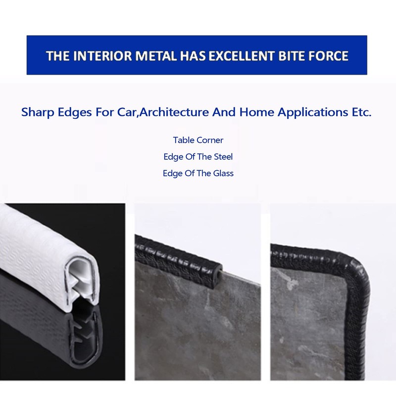 Rubber Edge Trim, U Channel Edge Trim with Metal Clips
